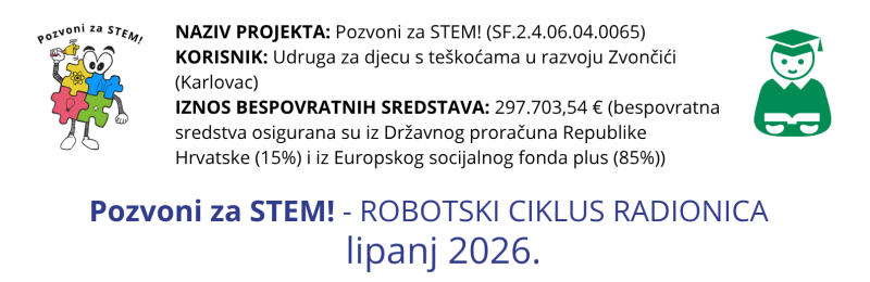 Pozvoni za STEM! - robotski ciklus radionica, lipanj 2026.