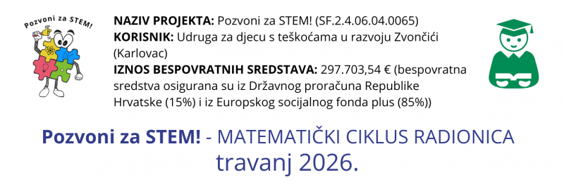 Pozvoni za STEM! - matematički ciklus radionica, travanj 2026.